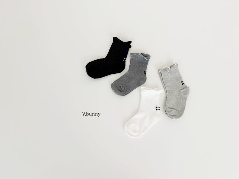 V Bunny - Korean Children Fashion - #minifashionista - Plain Frill Socks Set - 2