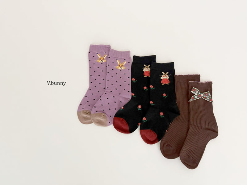 V Bunny - Korean Children Fashion - #minifashionista - Ribbon Socks Set - 10