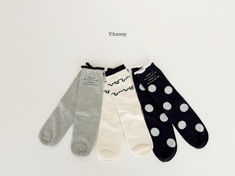 V Bunny - Korean Children Fashion - #magicofchildhood - Dot Wave Socks Set - 4