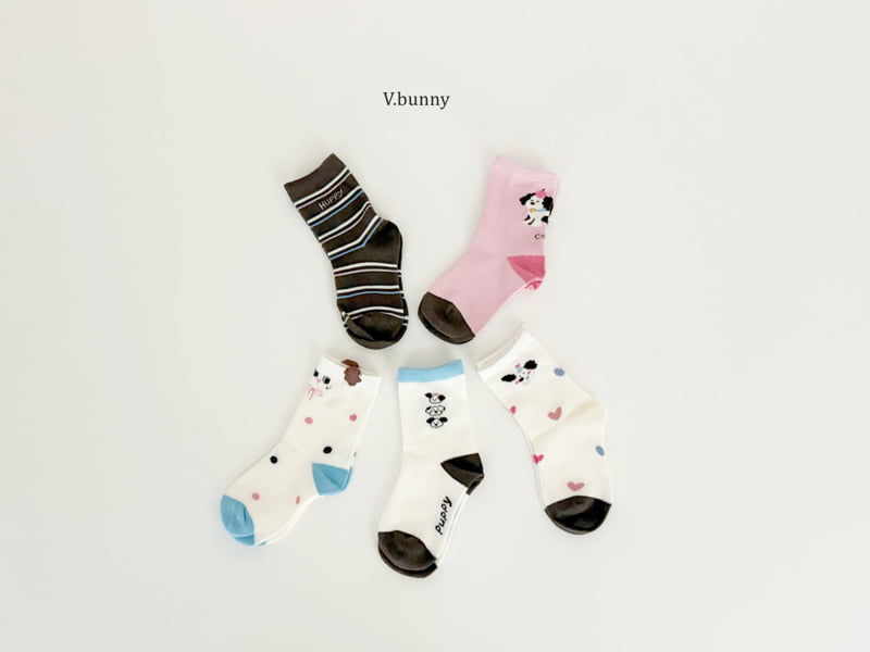 V Bunny - Korean Children Fashion - #minifashionista - Dot Dog Socks Set - 2