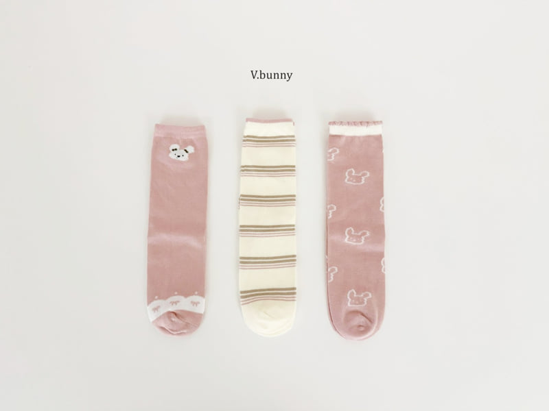 V Bunny - Korean Children Fashion - #minifashionista - Striped Bunny Socks Set