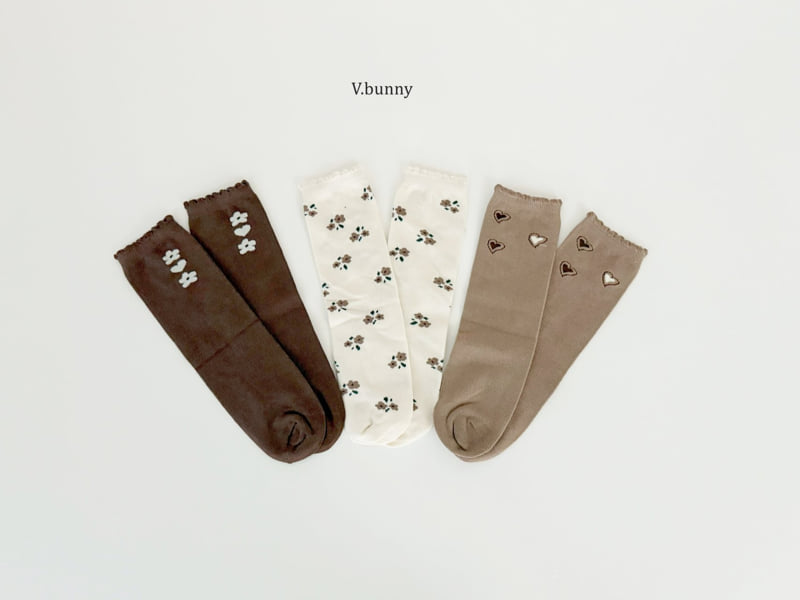 V Bunny - Korean Children Fashion - #prettylittlegirls - Rain Flower Socks Set - 5
