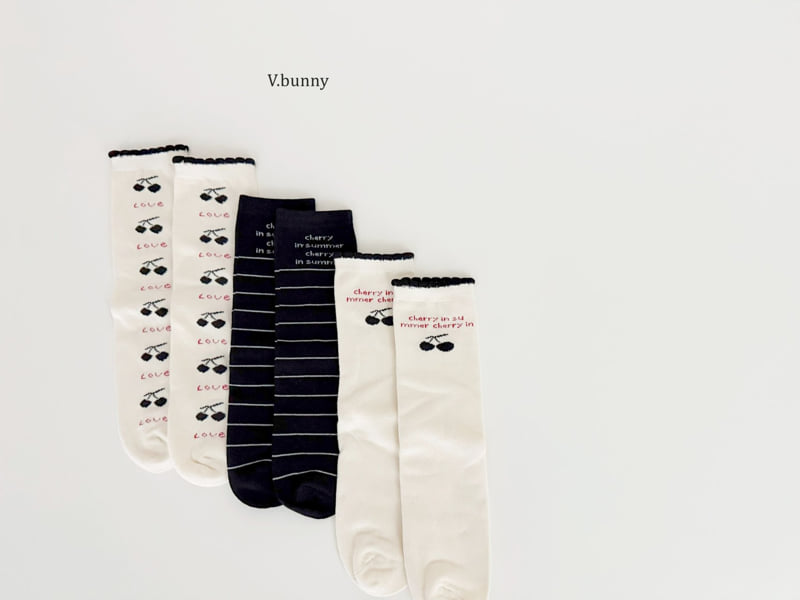 V Bunny - Korean Children Fashion - #prettylittlegirls - Cherry Love Socks Set - 3