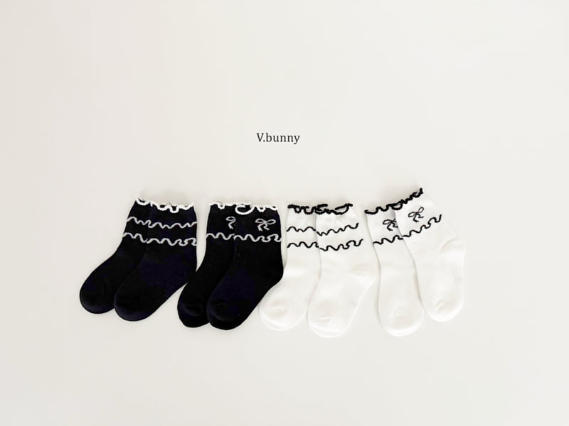 V Bunny - Korean Children Fashion - #prettylittlegirls - Wave Ribbon Socks Set - 11