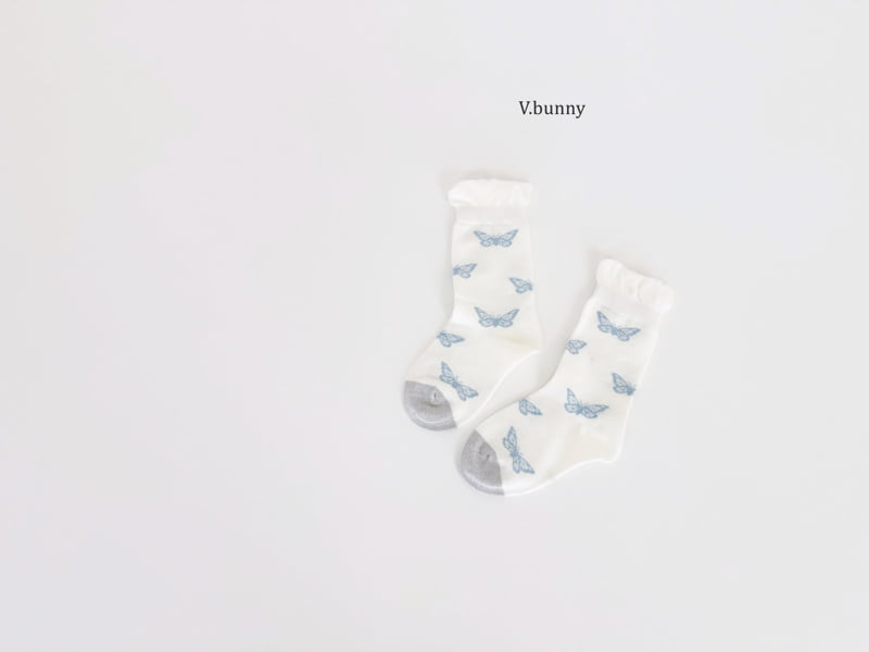 V Bunny - Korean Children Fashion - #prettylittlegirls - Blue Butterfly Socks Set - 8