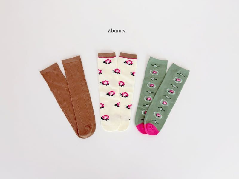 V Bunny - Korean Children Fashion - #minifashionista - Camellia Socks Set - 4