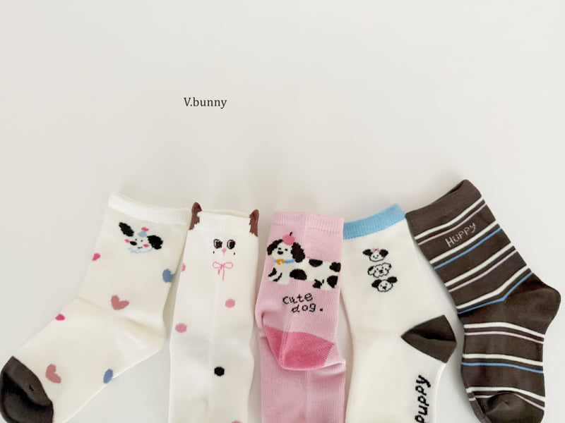 V Bunny - Korean Children Fashion - #prettylittlegirls - Dot Dog Socks Set - 3