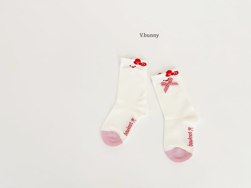 V Bunny - Korean Children Fashion - #toddlerclothing - Red Ribbon Socks Set - 4