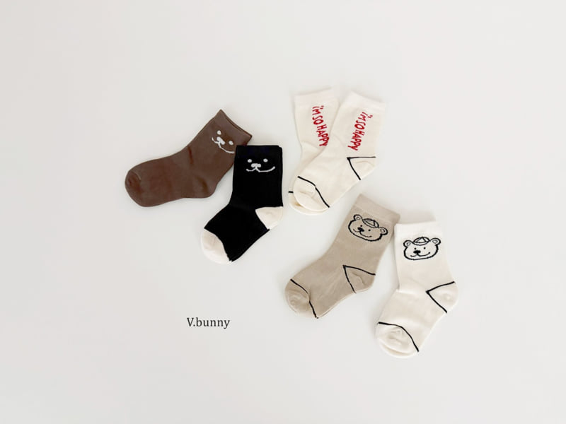 V Bunny - Korean Children Fashion - #stylishchildhood - Smiley Bear Socks Set - 2