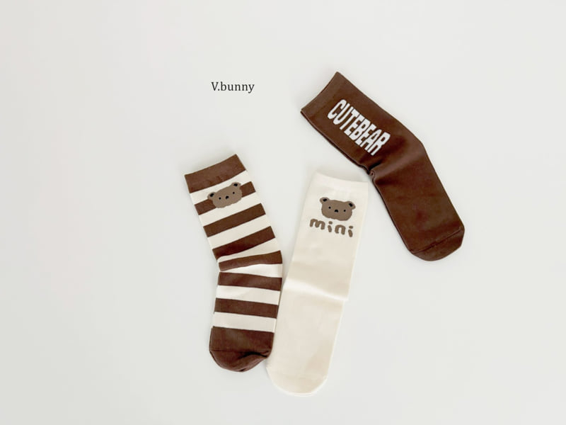 V Bunny - Korean Children Fashion - #stylishchildhood - Cute Bear Socks Set - 2