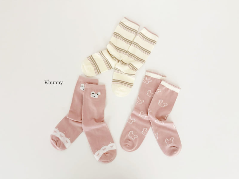 V Bunny - Korean Children Fashion - #stylishchildhood - Striped Bunny Socks Set - 5
