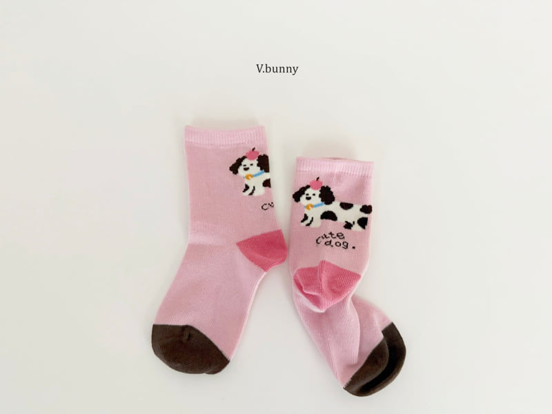 V Bunny - Korean Children Fashion - #prettylittlegirls - Dot Dog Socks Set - 4