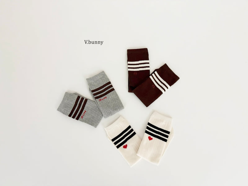 V Bunny - Korean Children Fashion - #toddlerclothing - Sun Heart Socks Set - 5