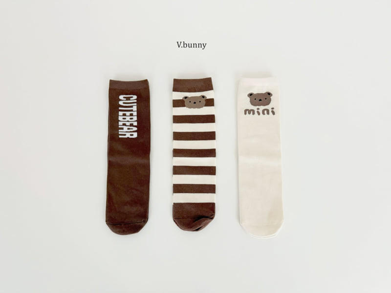V Bunny - Korean Children Fashion - #toddlerclothing - Cute Bear Socks Set