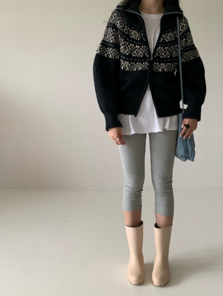 Via - Korean Women Fashion - #momslook - Snow Flower Zip-up Knit Cardigan - 2
