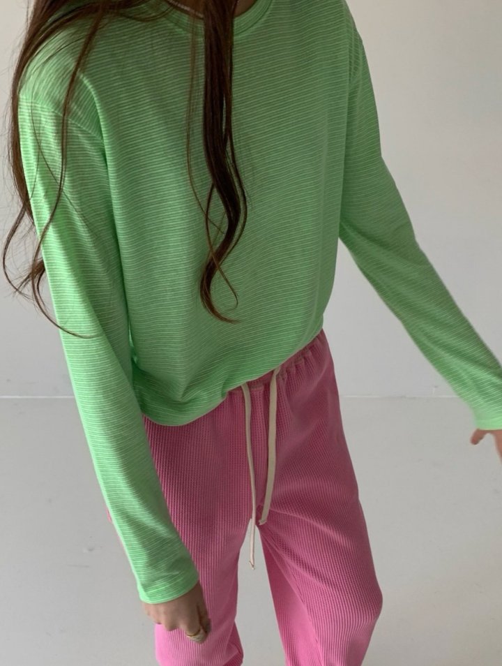 Via - Korean Women Fashion - #momslook - Boda Stripe Long Sleeved Tee - 10