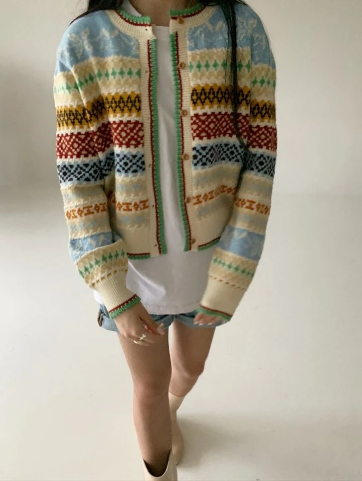 Via - Korean Women Fashion - #momslook - Argyle Cardigan - 3