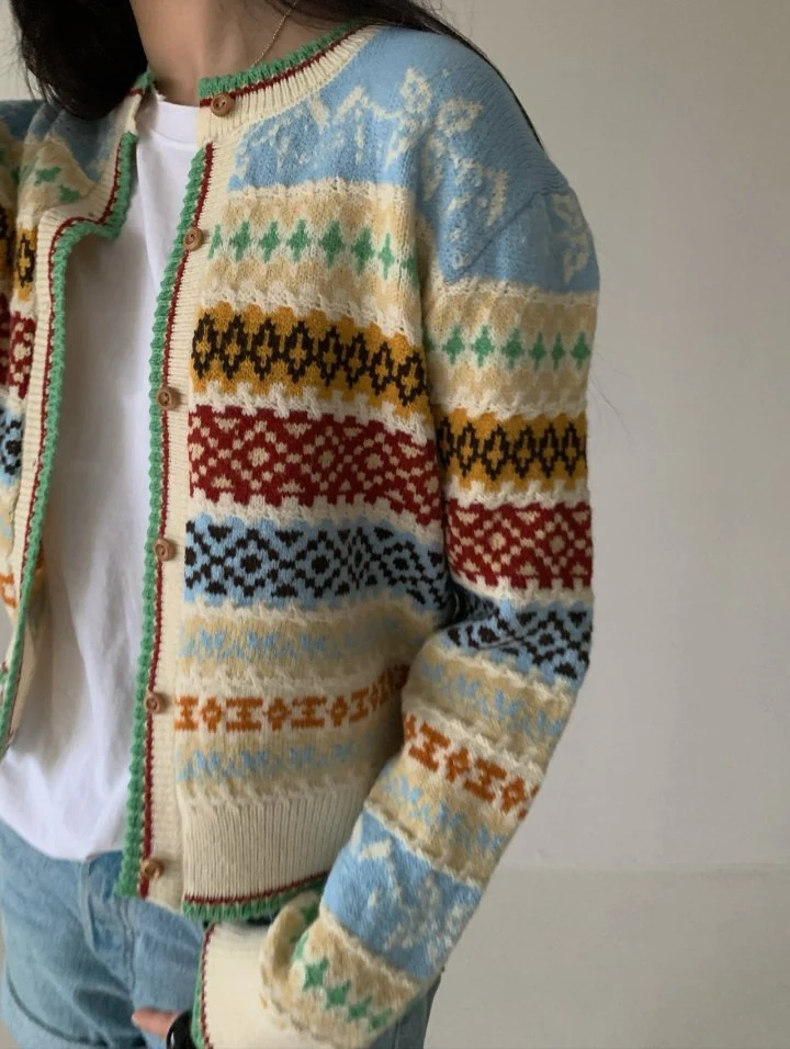 Via - Korean Women Fashion - #momslook - Argyle Cardigan - 5