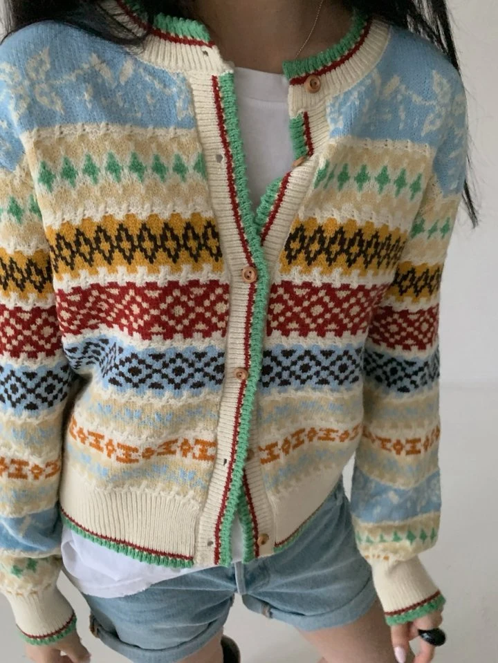 Via - Korean Women Fashion - #momslook - Argyle Cardigan - 9