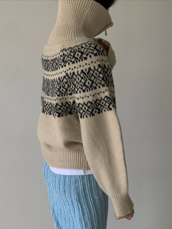 Via - Korean Women Fashion - #pursuepretty - Snow Flower Zip-up Knit Cardigan - 6