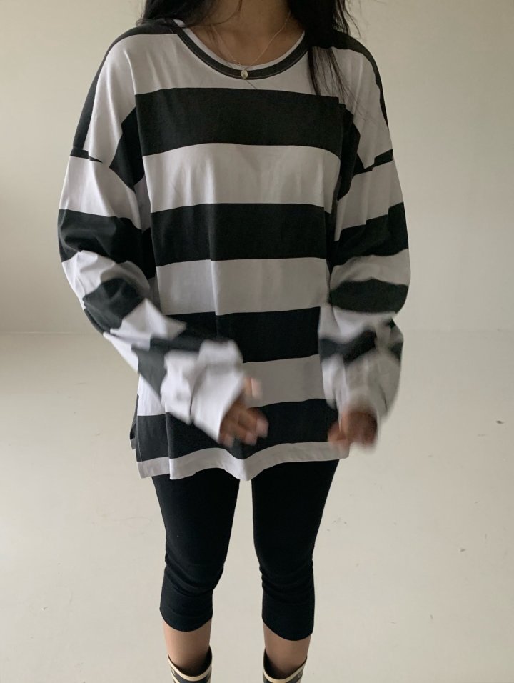 Via - Korean Women Fashion - #pursuepretty - Big Stripe Tee - 3