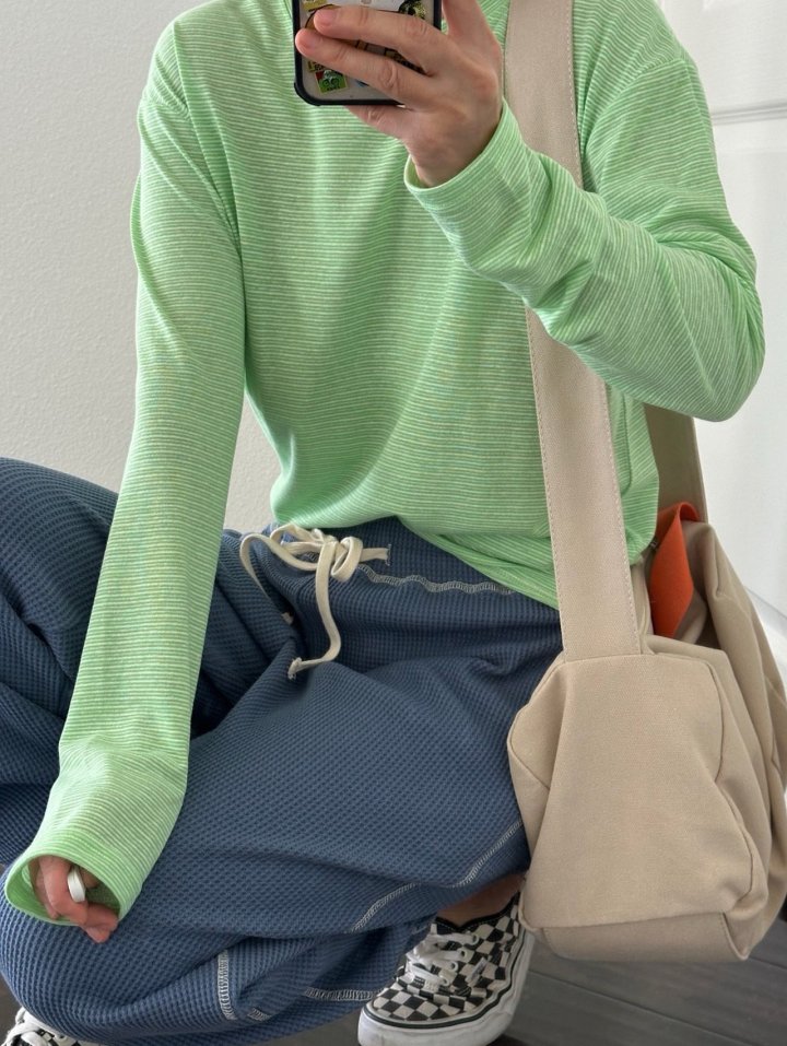 Via - Korean Women Fashion - #restrostyle - Boda Stripe Long Sleeved Tee - 5