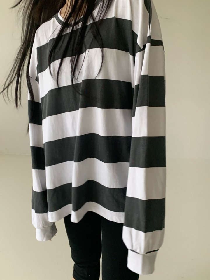 Via - Korean Women Fashion - #romanticstyle - Big Stripe Tee - 5