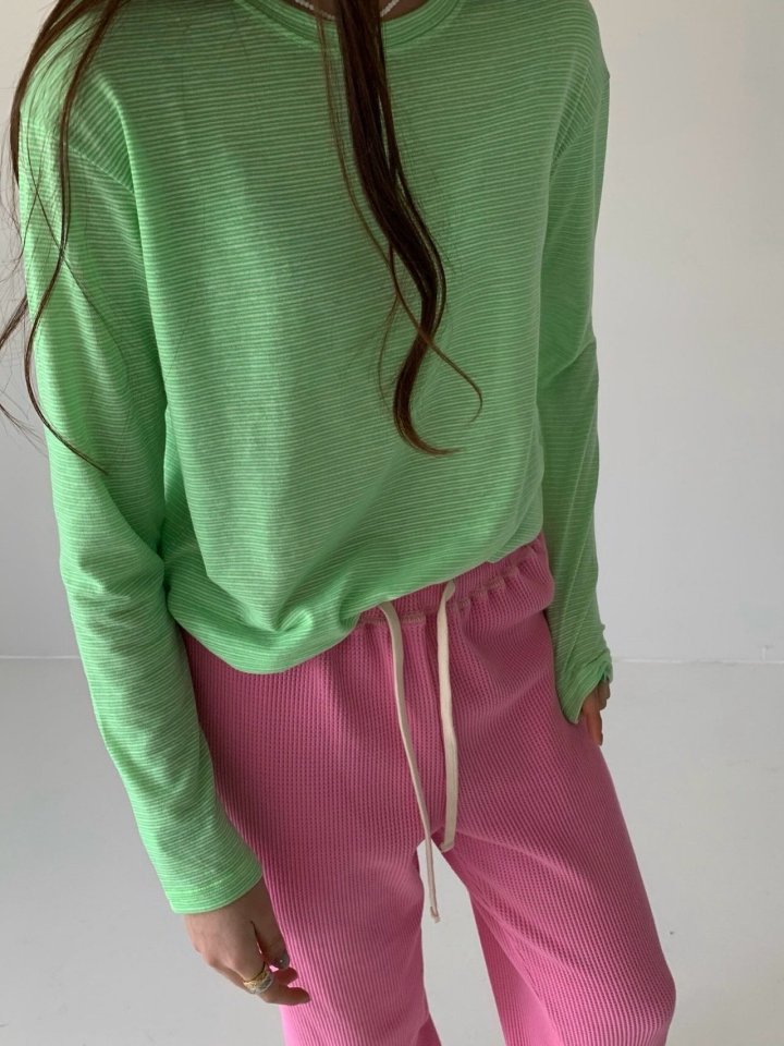 Via - Korean Women Fashion - #shopsmall - Boda Stripe Long Sleeved Tee - 7