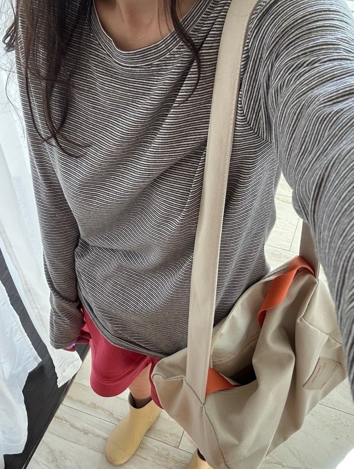 Via - Korean Women Fashion - #vintageinspired - Boda Stripe Long Sleeved Tee - 3