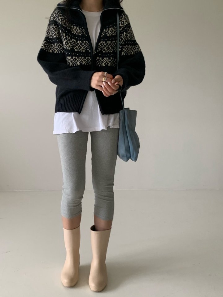 Via - Korean Women Fashion - #vintagekidsstyle - Snow Flower Zip-up Knit Cardigan - 6