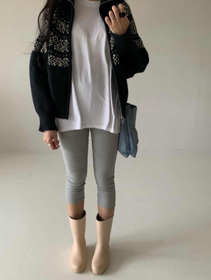 Via - Korean Women Fashion - #momslook - Snow Flower Zip-up Knit Cardigan - 4