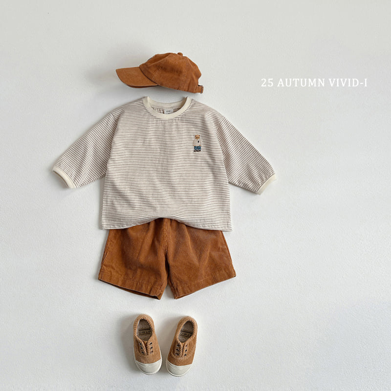Vivid I - Korean Children Fashion - #Kfashion4kids - Bear Embroidery Striped Tee - 11