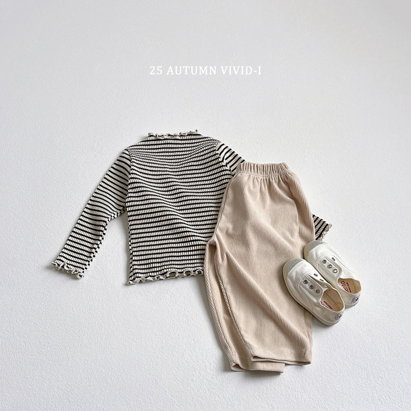 Vivid I - Korean Children Fashion - #Kfashion4kids - Stripe Ribbed Wave Tee - 7