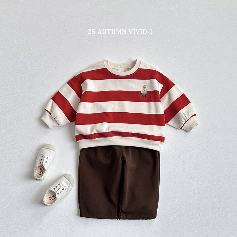 Vivid I - Korean Children Fashion - #childofig - Bold Stripe Bear Sweatshirt - 12