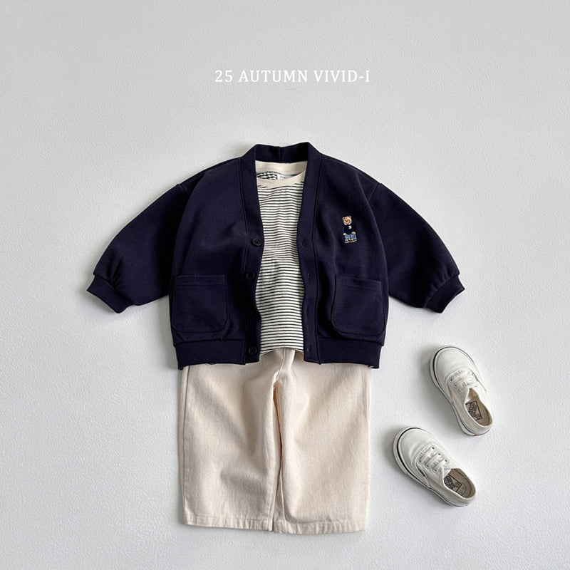 Vivid I - Korean Children Fashion - #childofig - Bear Embroidery Cardigan - 5