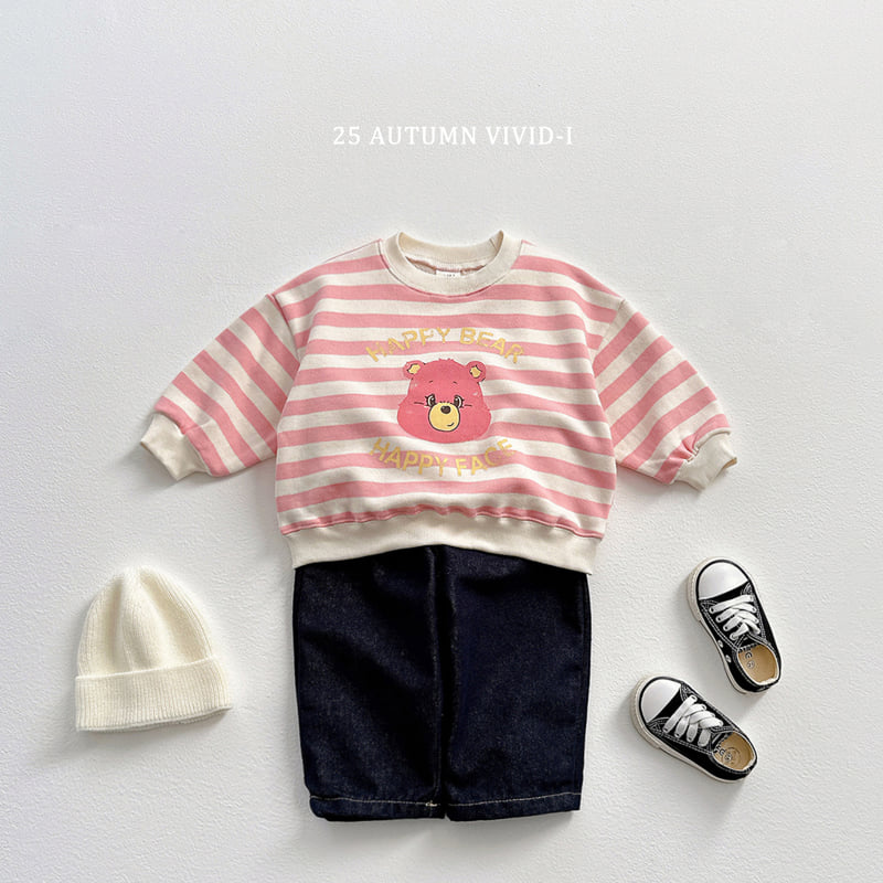 Vivid I - Korean Children Fashion - #childrensboutique - Happy Bear Stripe Sweatshirt - 8
