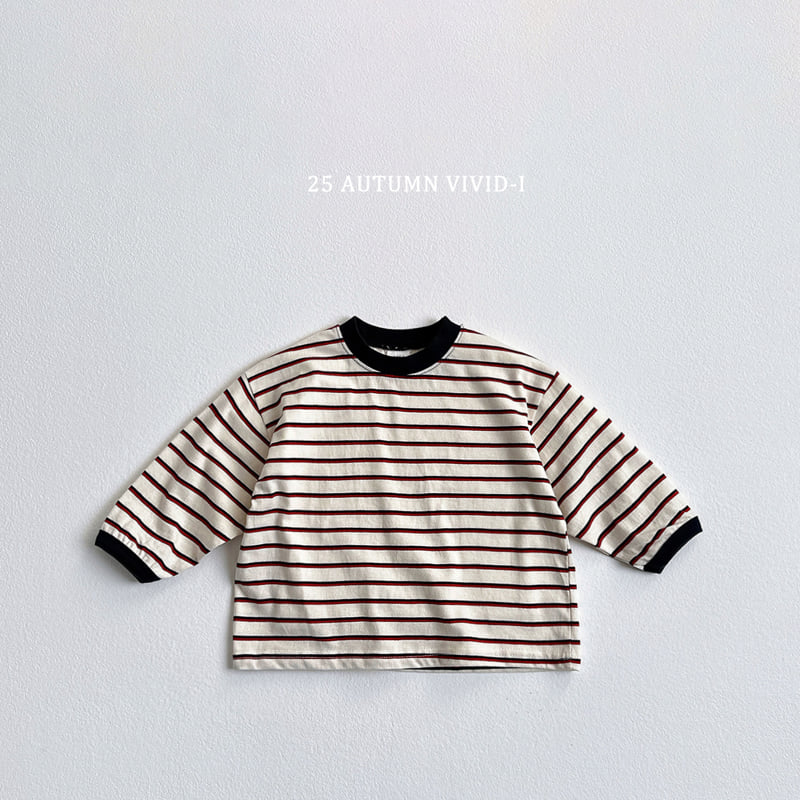 Vivid I - Korean Children Fashion - #childofig - Smile Label Stripe Tee - 4