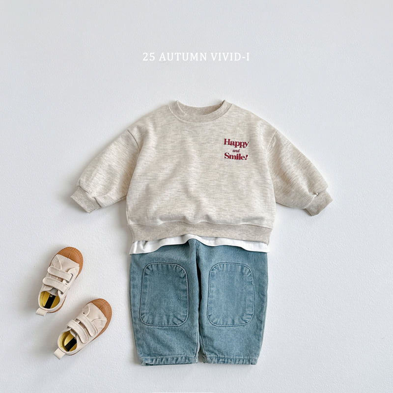 Vivid I - Korean Children Fashion - #childrensboutique - Happy Embossed Sweatshirt - 7