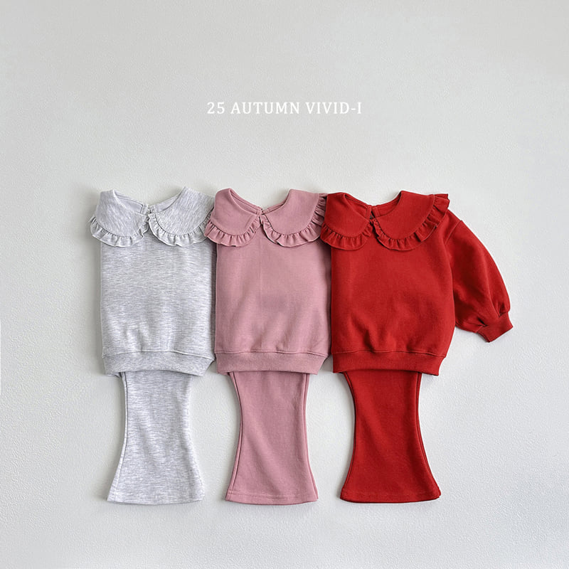 Vivid I - Korean Children Fashion - #childrensboutique - Round Collar Bootcut Set