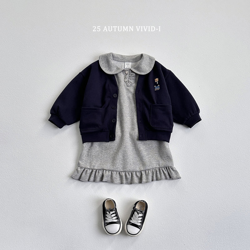Vivid I - Korean Children Fashion - #designkidswear - Bear Embroidery Cardigan - 7