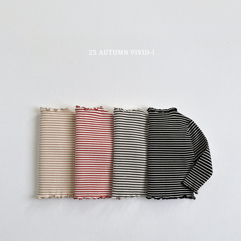 Vivid I - Korean Children Fashion - #designkidswear - Stripe Ribbed Wave Tee