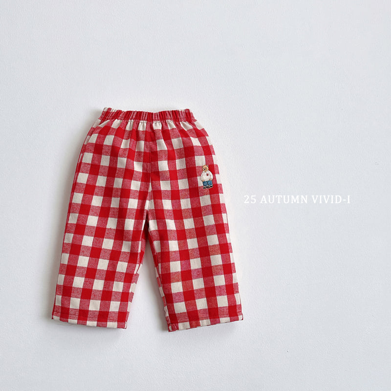 Vivid I - Korean Children Fashion - #designkidswear - Check Bear Embroidery Pants - 5