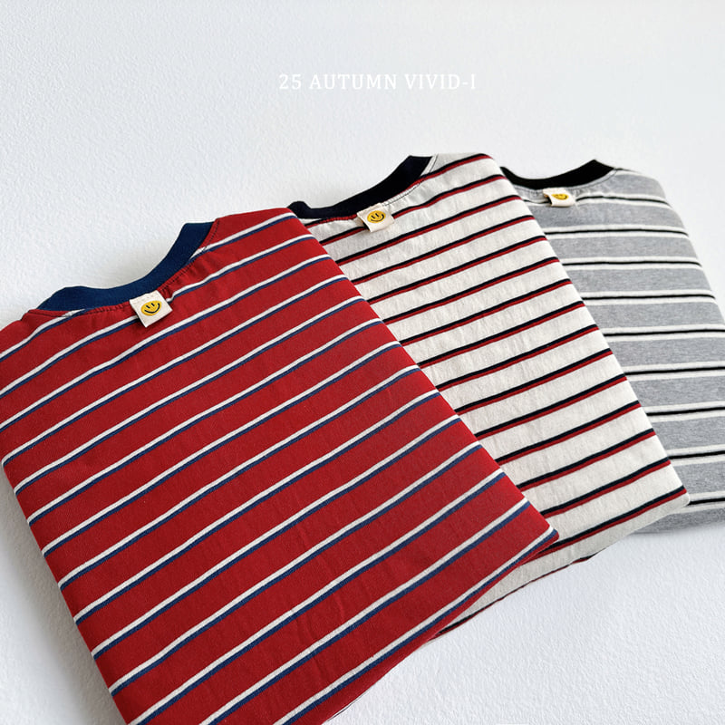 Vivid I - Korean Children Fashion - #discoveringself - Smile Label Stripe Tee - 6