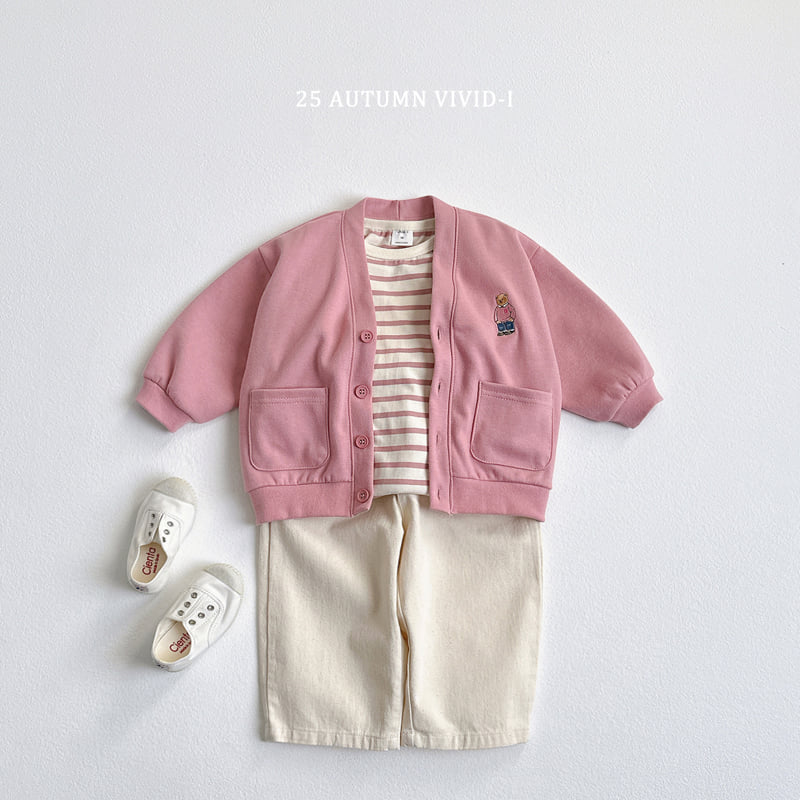 Vivid I - Korean Children Fashion - #discoveringself - Bear Embroidery Cardigan - 8