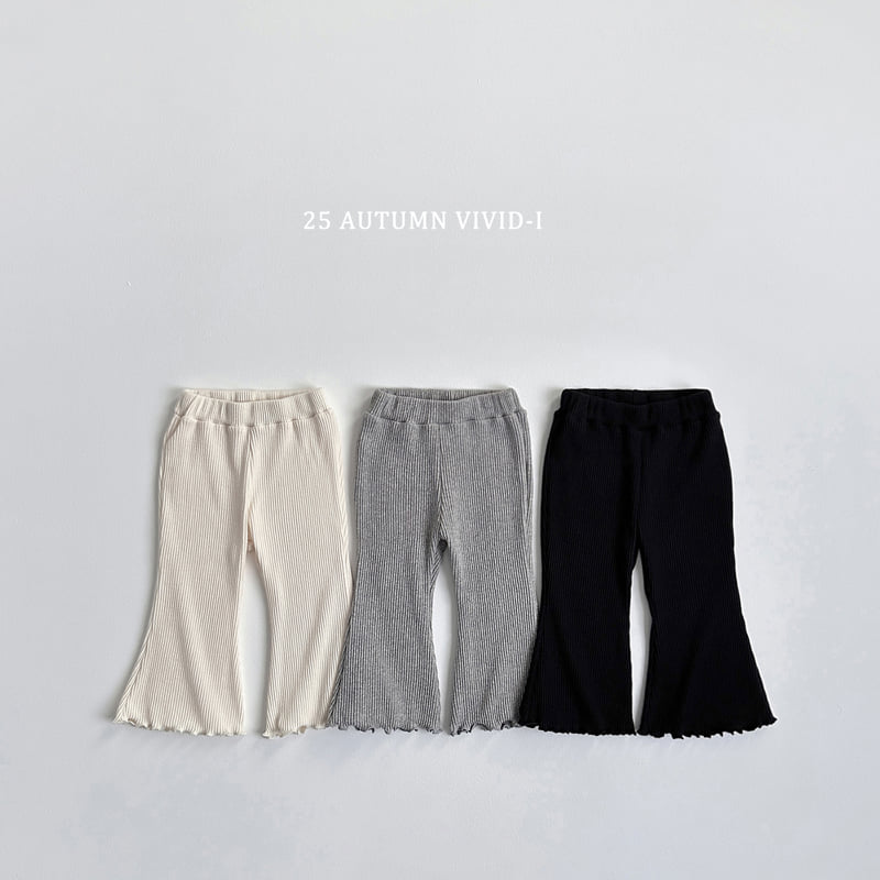 Vivid I - Korean Children Fashion - #discoveringself - Ribbed Wave Bootcut Pants - 3