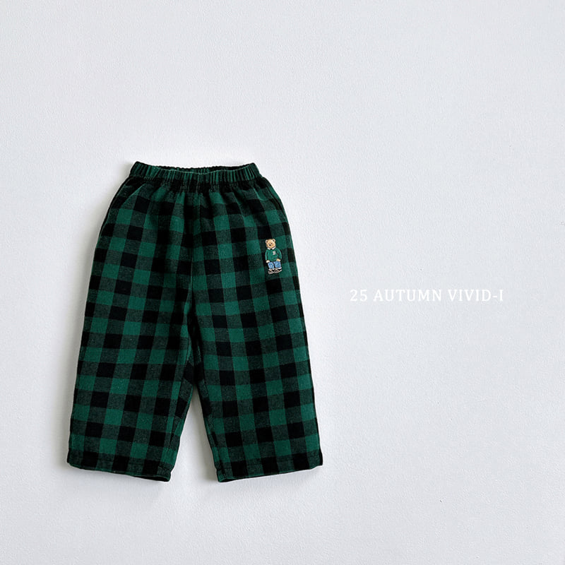 Vivid I - Korean Children Fashion - #discoveringself - Check Bear Embroidery Pants - 6