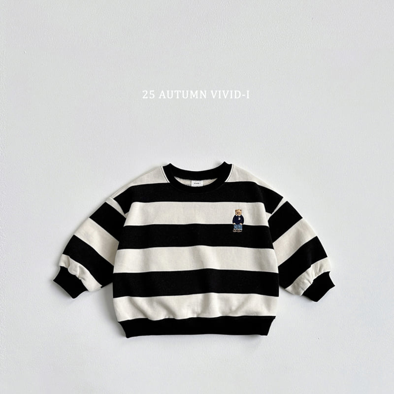 Vivid I - Korean Children Fashion - #fashionkids - Bold Stripe Bear Sweatshirt - 3