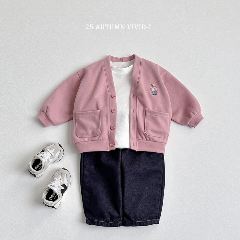 Vivid I - Korean Children Fashion - #fashionkids - Bear Embroidery Cardigan - 9
