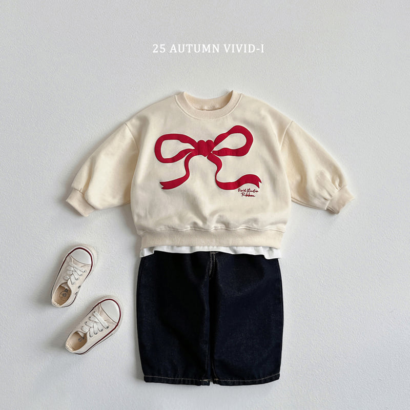 Vivid I - Korean Children Fashion - #fashionkids - Ribbon Embossed Sweatshirt - 9