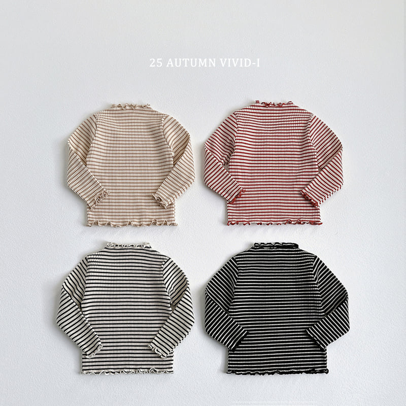 Vivid I - Korean Children Fashion - #fashionkids - Stripe Ribbed Wave Tee - 3